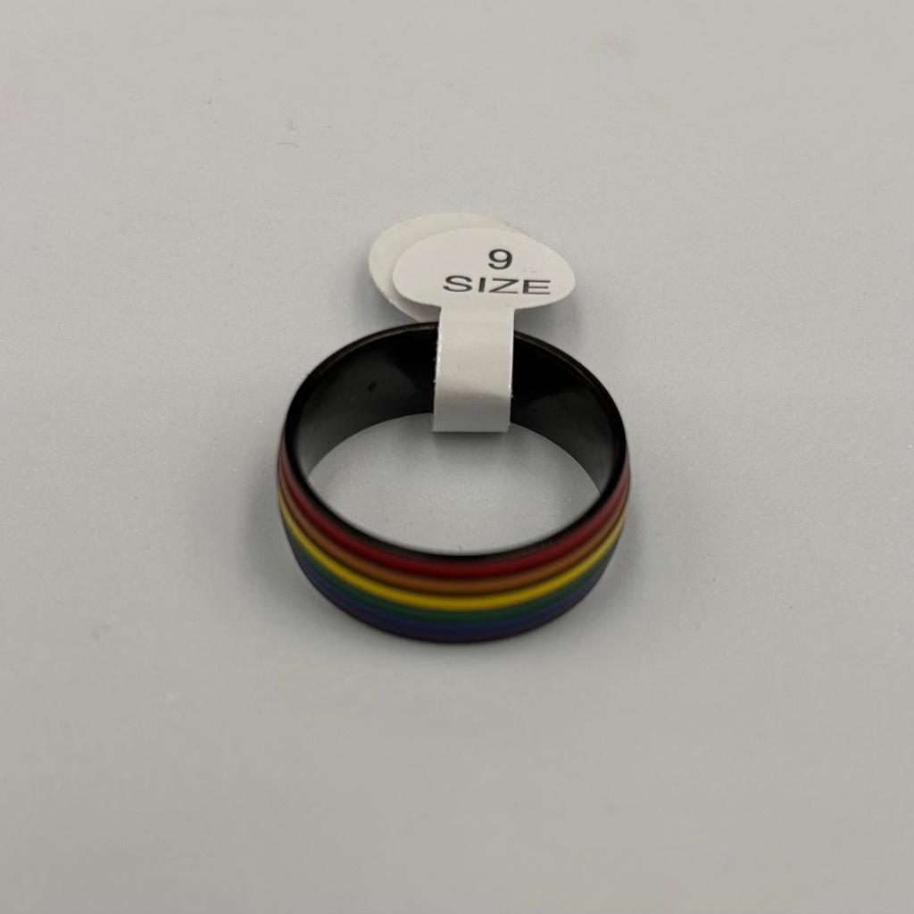 Stainless Steel Color Block Ring - Black Inside