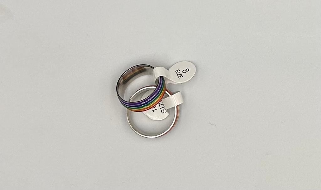 Stainless Steel Color Block Ring - Silver Inside