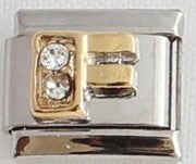 Italian Charms 9mm - Letters in CZ Gold (Cubic Zirconia)