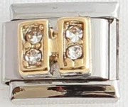 Italian Charms 9mm - Letters in CZ Gold (Cubic Zirconia)