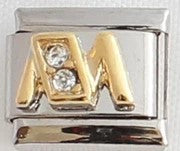 Italian Charms 9mm - Letters in CZ Gold (Cubic Zirconia)