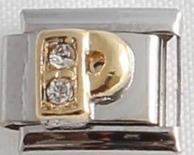 Italian Charms 9mm - Letters in CZ Gold (Cubic Zirconia)