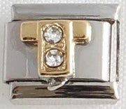 Italian Charms 9mm - Letters in CZ Gold (Cubic Zirconia)