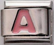 Italian Charms 9mm - Letters in Pink