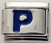 Italian Charms 9mm - Letters in Blue