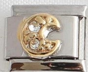 Italian Charms 9mm - Letters in CZ Gold (Cubic Zirconia)