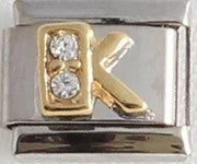 Italian Charms 9mm - Letters in CZ Gold (Cubic Zirconia)