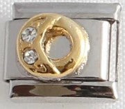 Italian Charms 9mm - Letters in CZ Gold (Cubic Zirconia)