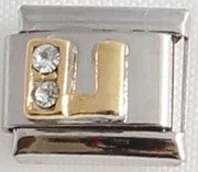 Italian Charms 9mm - Letters in CZ Gold (Cubic Zirconia)