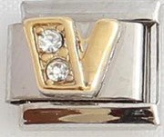 Italian Charms 9mm - Letters in CZ Gold (Cubic Zirconia)