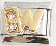 Italian Charms 9mm - Letters in CZ Gold (Cubic Zirconia)