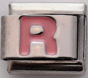 Italian Charms 9mm - Letters in Pink