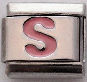 Italian Charms 9mm - Letters in Pink