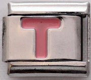 Italian Charms 9mm - Letters in Pink