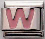 Italian Charms 9mm - Letters in Pink
