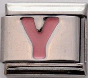 Italian Charms 9mm - Letters in Pink